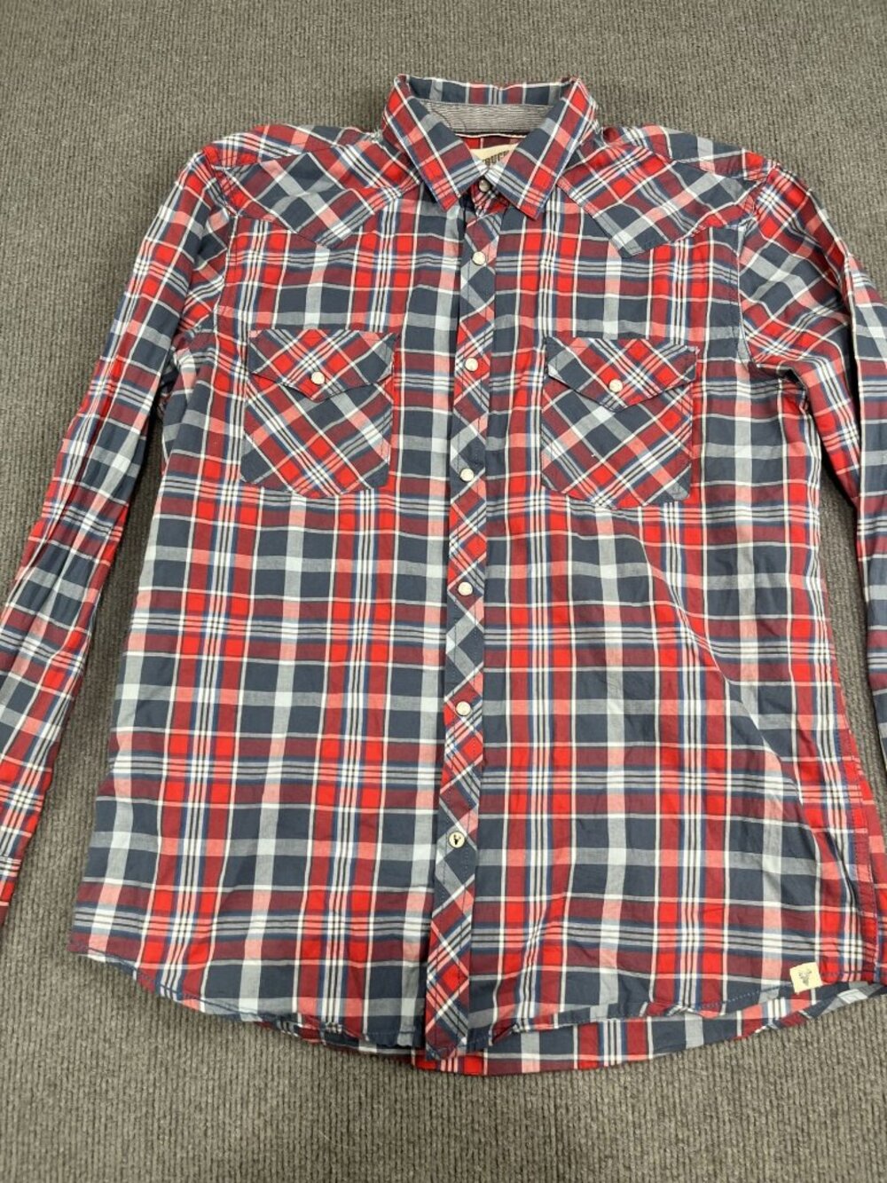Roebuck & Co Mens Multicolor Plaid Western Shirt Long Sleeve L